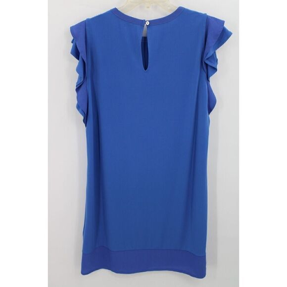 Michael Kors Dress Women's L Tide Blue Shift Flutter Sleeves Crepe Lined Nwt - Picture 5 of 8
